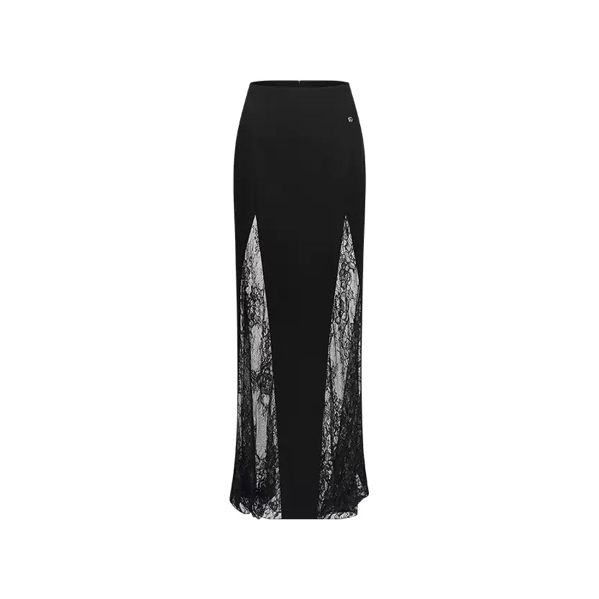 Sheer Luck Sofi Lace Hollow Cutting Long Skirt Black