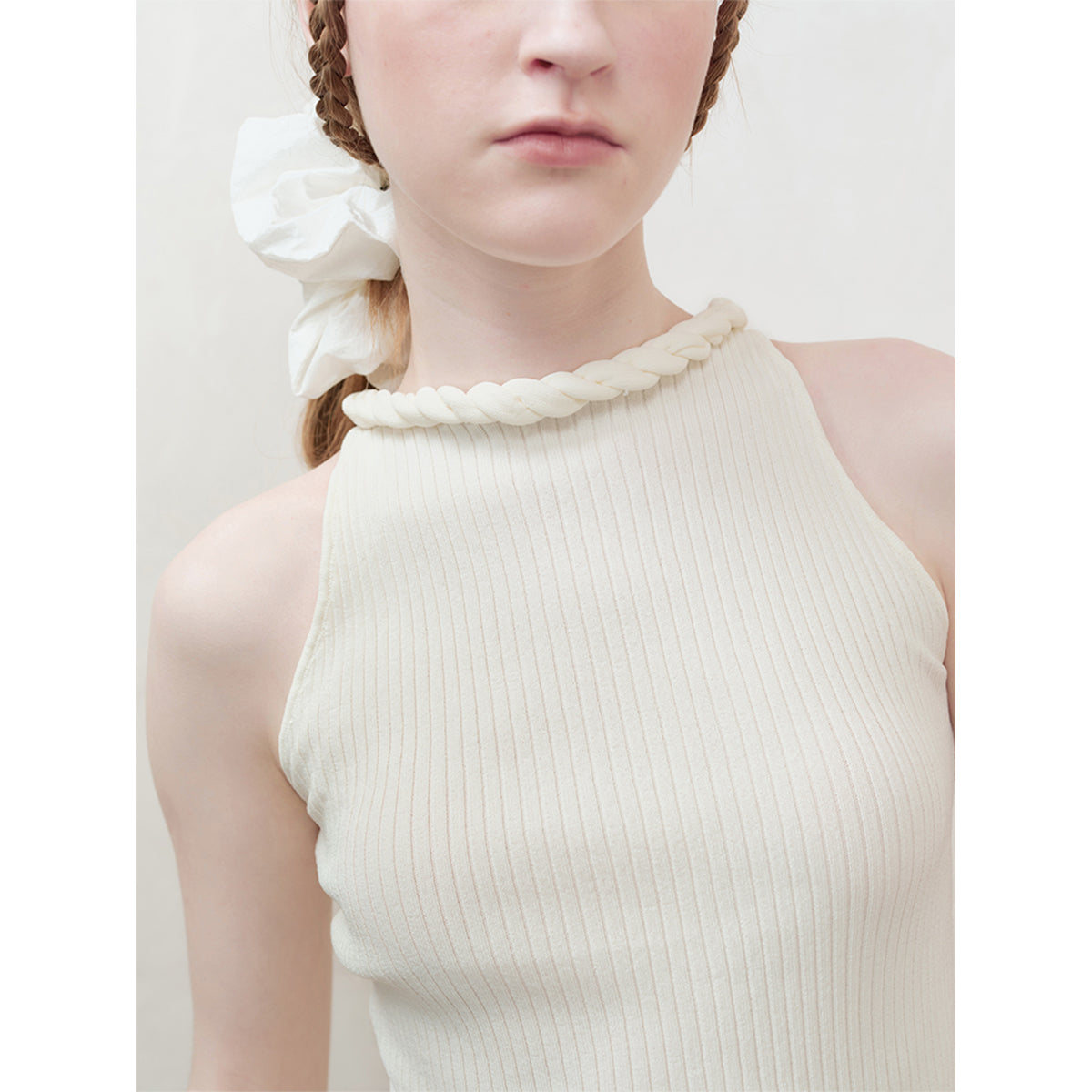 Anno Mundi Knotted Neck Cropped Vest White