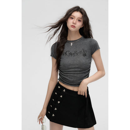 Via Pitti Heart Button Three-Way Skirt Black