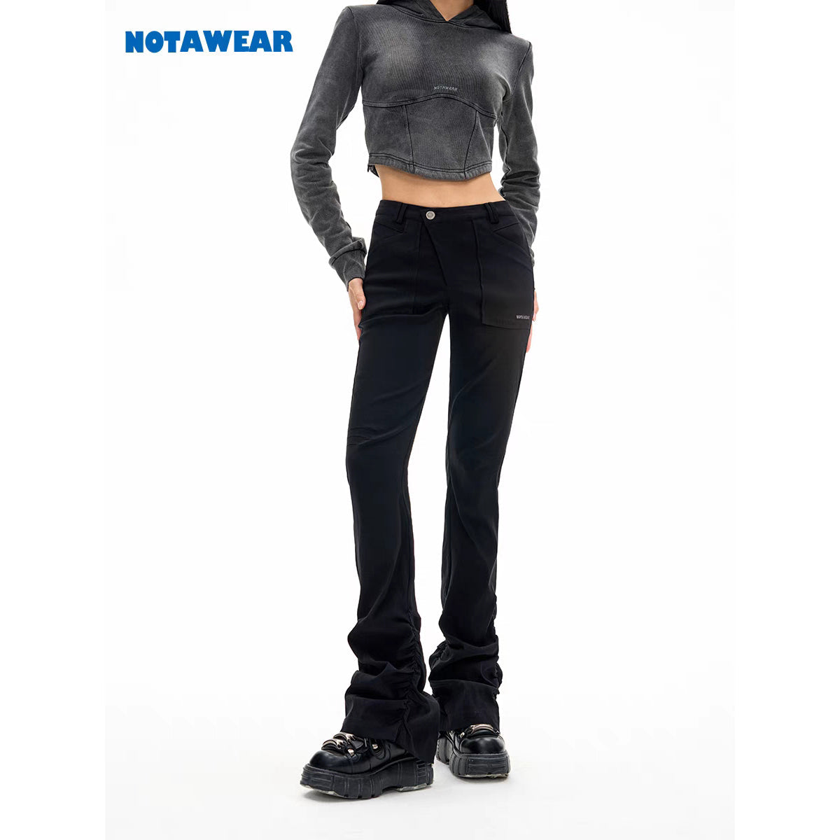 NotAwear Irregular Elastic Folded Jeans