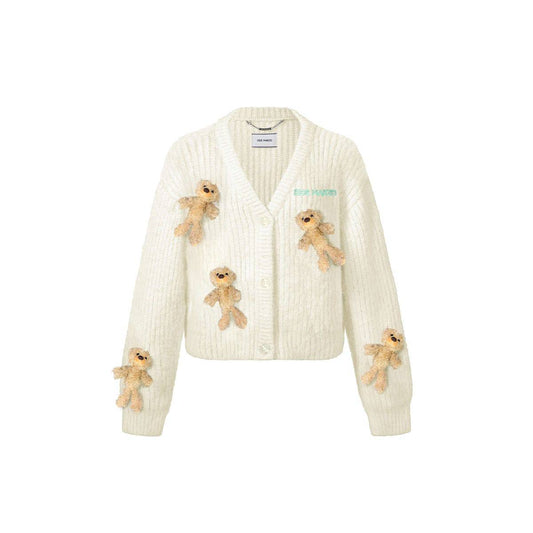 13De Marzo Doozoo Bear Knit Cardigan White