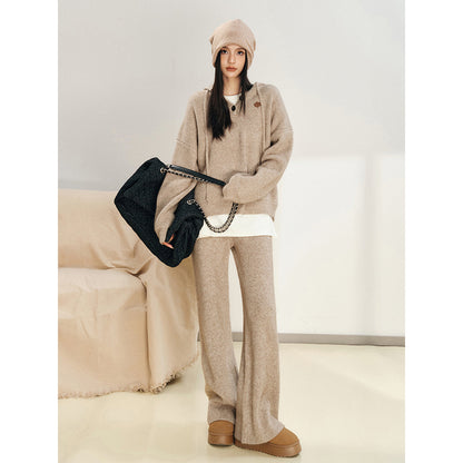 Liilou Vintage Cozy Knit Pants Oat