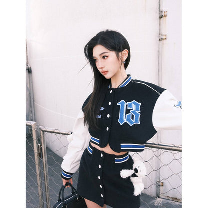 13De Marzo Vintage Short Baseball Jacket Black