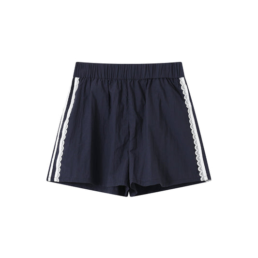 SomeSowe Contrast Color Lace Edge Sports Shorts