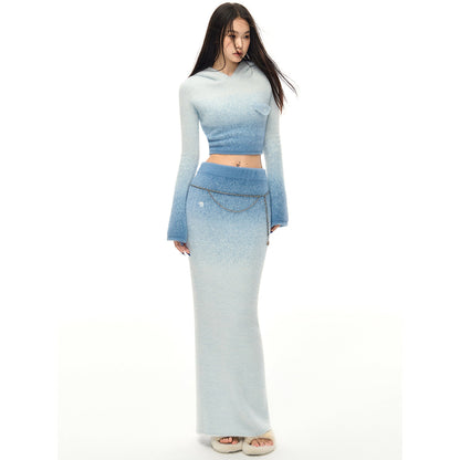 NotAwear Gradient Fuzzy Long Knit Skirt