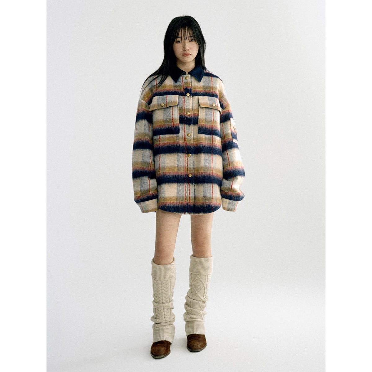 IFIK Color Blocked Plaid Jacket