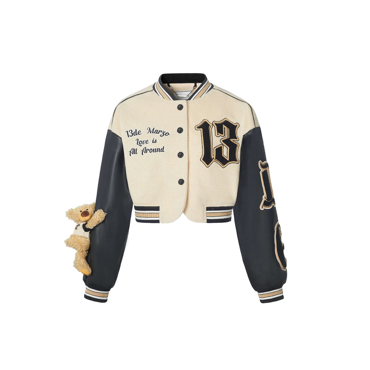 13De Marzo Vintage Short Baseball Jacket Beige