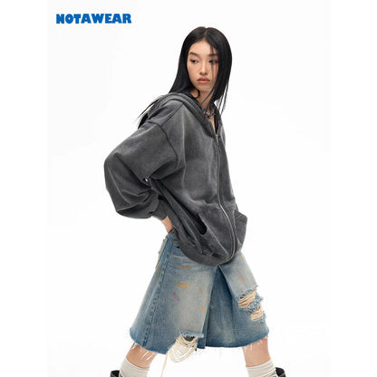 NotAwear Oversized Washed Zipper Hoodie