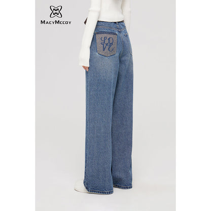 MacyMccoy Heart Pocket Wide-Leg Denim Jeans