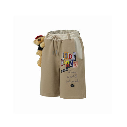 13De Marzo Clipping Logo Bear Shorts Khaki