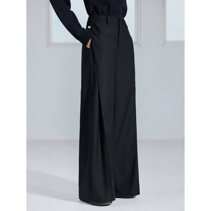 IFIK Flip Button Wide-Leg Vertical Cut Trousers