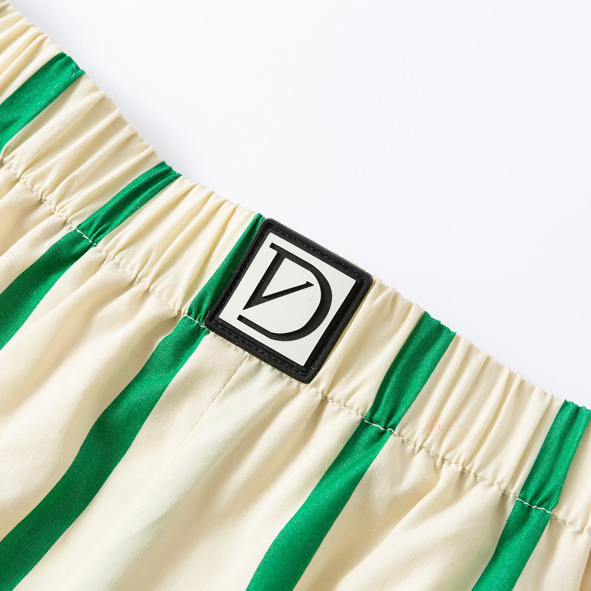 Diana Vevina Color Blocked Striped Shorts Green