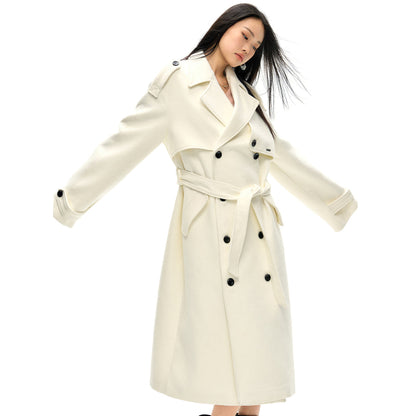 NotAwear Double-Breasted Woolen Long Coat White