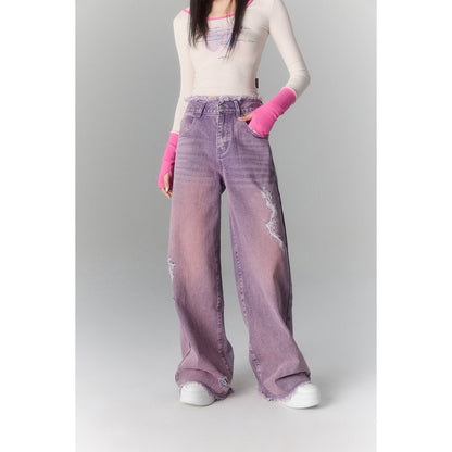 Via Pitti Rugged Low-Waist Wide-Leg Jeans Purple