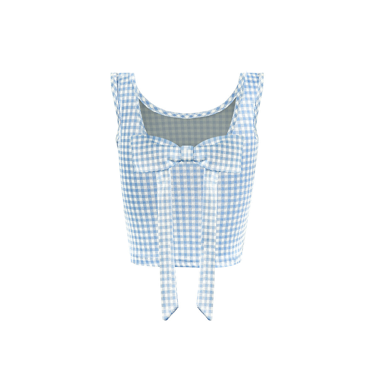 Kroche 3D Bow Plaid Sling Vest Blue