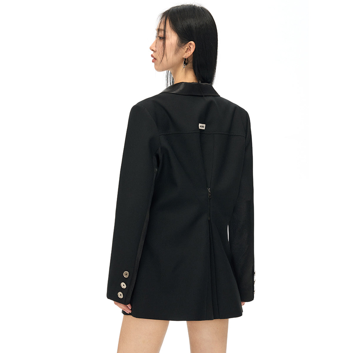 NotAwear Slim Zipper Waist Blazer Black