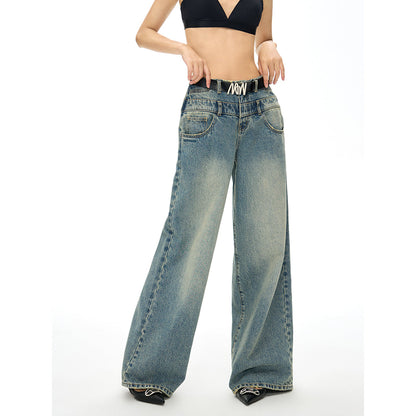 NotAwear Double Waist High Waist Straight-Leg Jeans