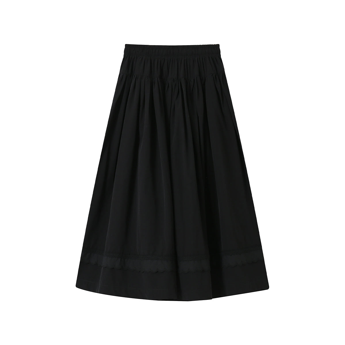 SomeSowe Lace Patchwork Casual Umbrella Skirt Black