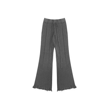 AsGony Cozy Destroy Edge Knit Oversized Pants - Mores Studio