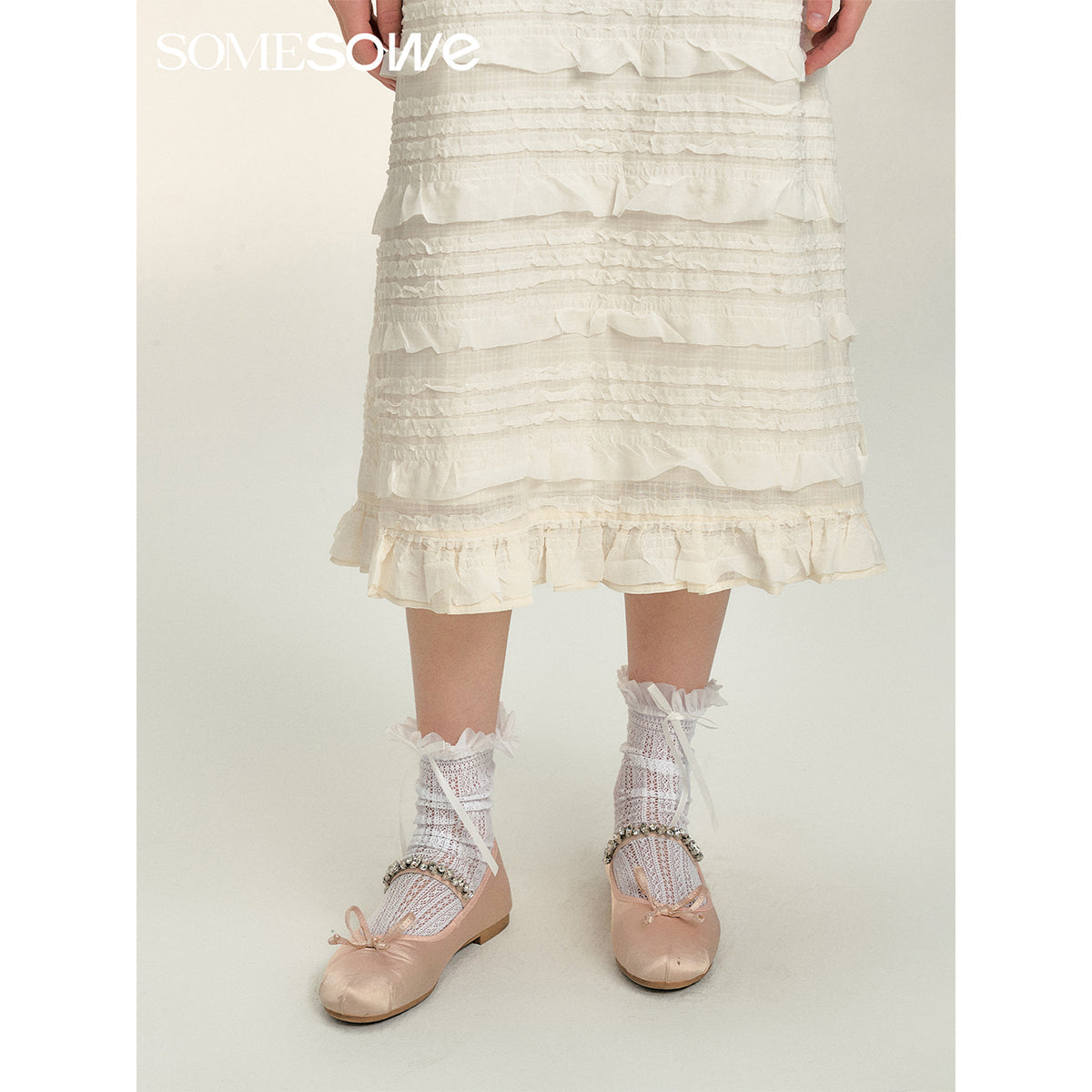 SomeSowe Ruffled Tank Dress White