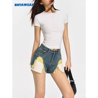 NotAwear Pocket Destroyed Wash Denim Shorts