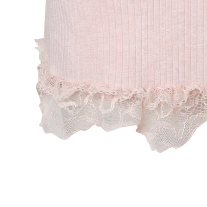 MeliMosa Lace Knit Sleeveless Vest And Skirt Set Pink