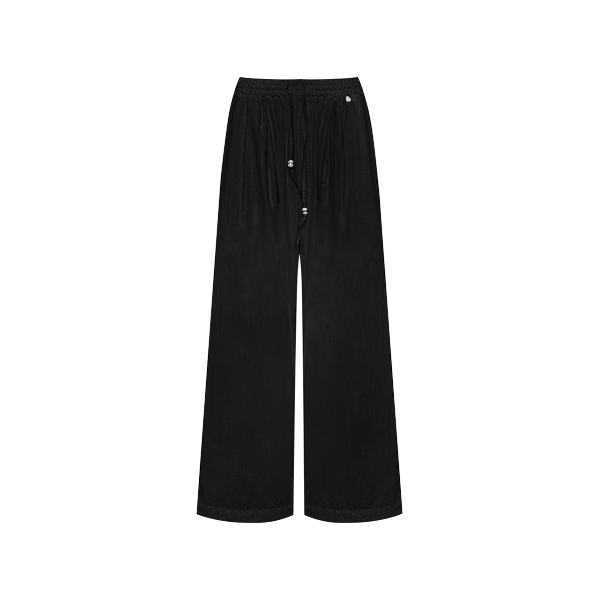 AsGony High Waist Drawstring Wide Leg Pants Black