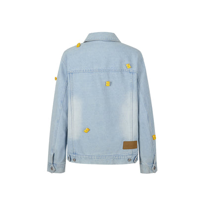 13De Marzo X Lay's Plush Bear Crisps Denim Jacket Washed Blue