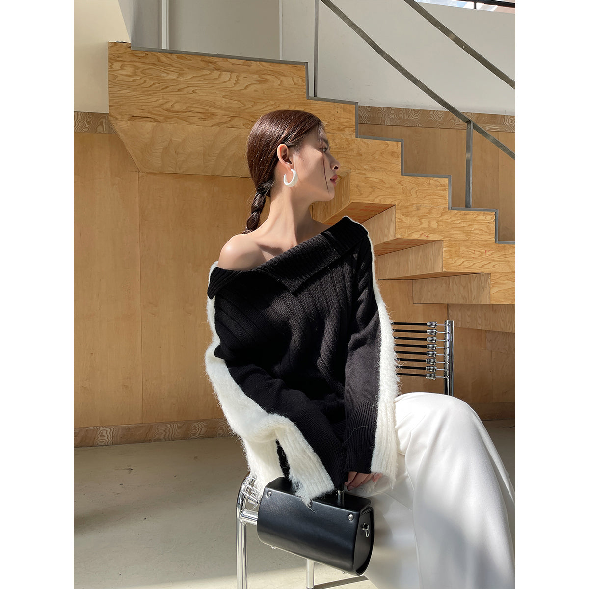 Rumia Florence Knitted Jumper Black And White