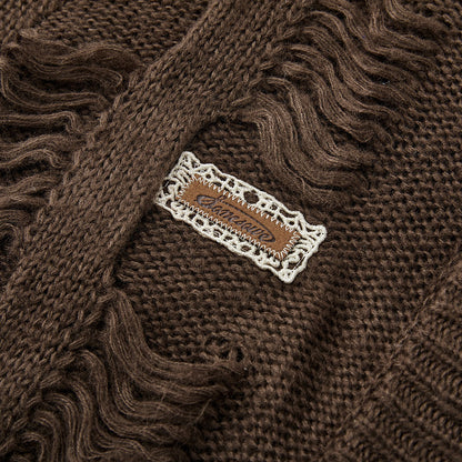 SomeSowe Vintage Destroyed Knit Cardigan Brown