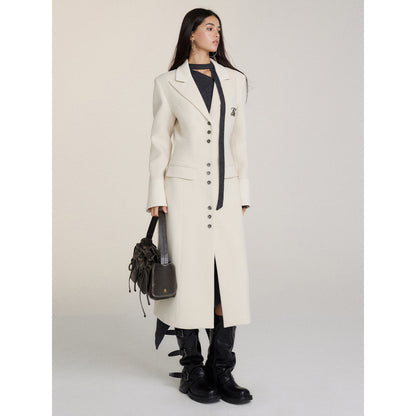 Via Pitti Heavy Patchwork Waisting Long Coat Beige