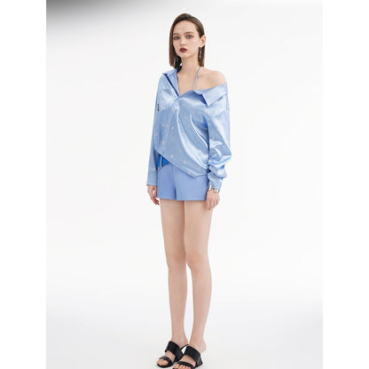 Cottia Asymmetric Full C-Logo Long-Sleeved Shirt Top