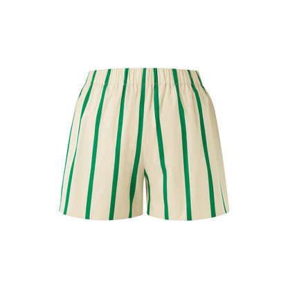 Diana Vevina Color Blocked Striped Shorts Green