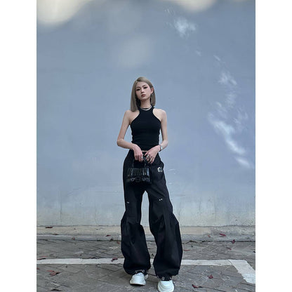 Weird Market Drawstring Cargo Pants Black