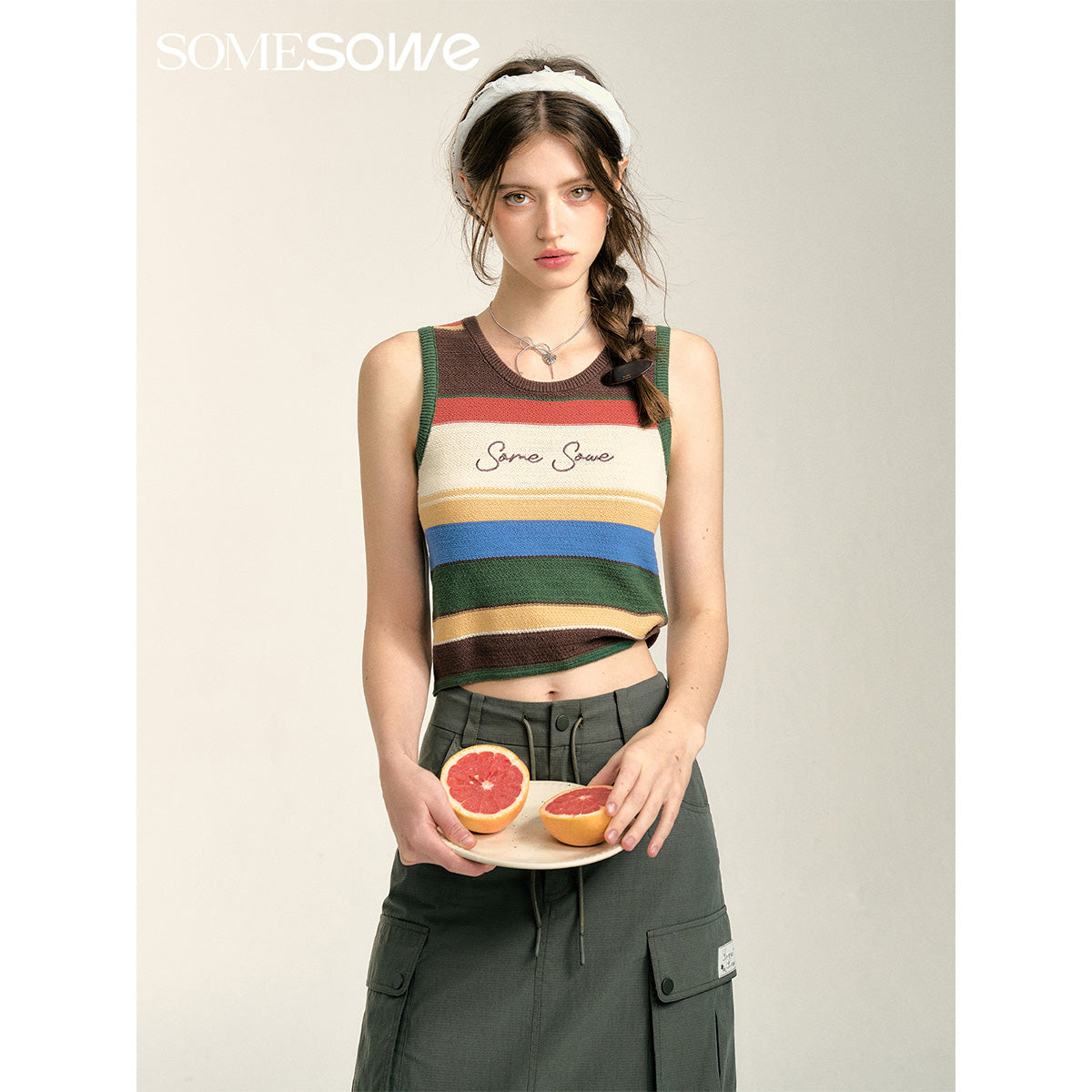 SomeSowe Rainbow Embroidered Logo Knit Vest