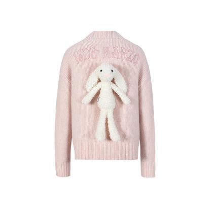 13De Marzo Embroidery Logo V-Neck Doozoo Cardigan Pink