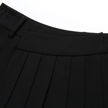 SomeSowe Irregular Cutting Pleated Skirt Shorts Black