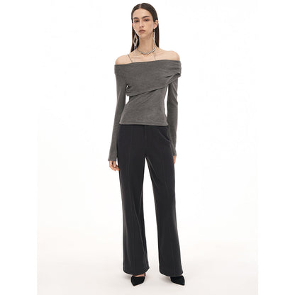 Cottia Chain Off-Shoulder Top Grey