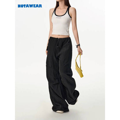 NotAwear Casual Drawstring Oversized Pants Black