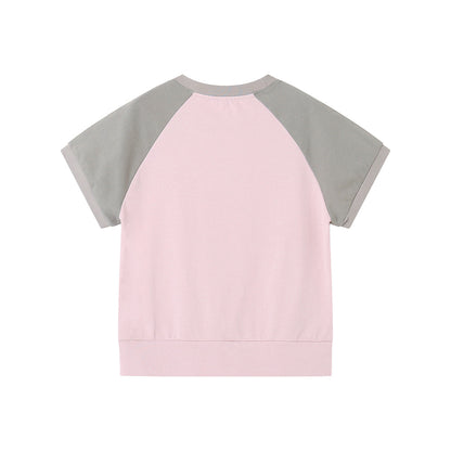 SomeSowe Bow Embroidered Raglan T-Shirt Pink