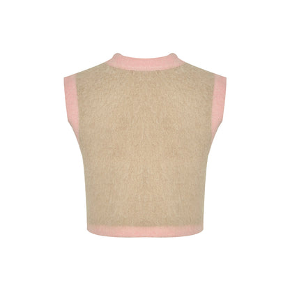 Kroche Color Blocked Alpaca Fiber Vest Pink