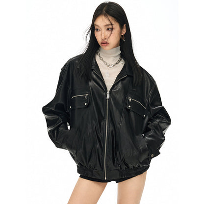 NotAwear Vintage Zipper Leather Jacket Black