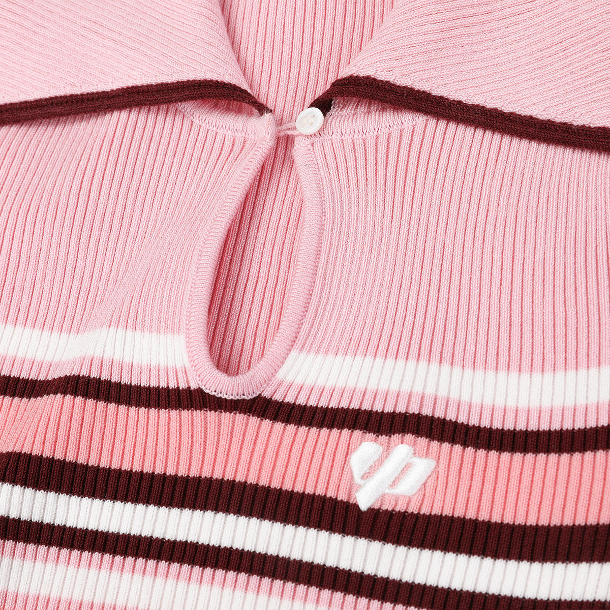 Via Pitti Color Blocked Striped Kint Crop Top Pink