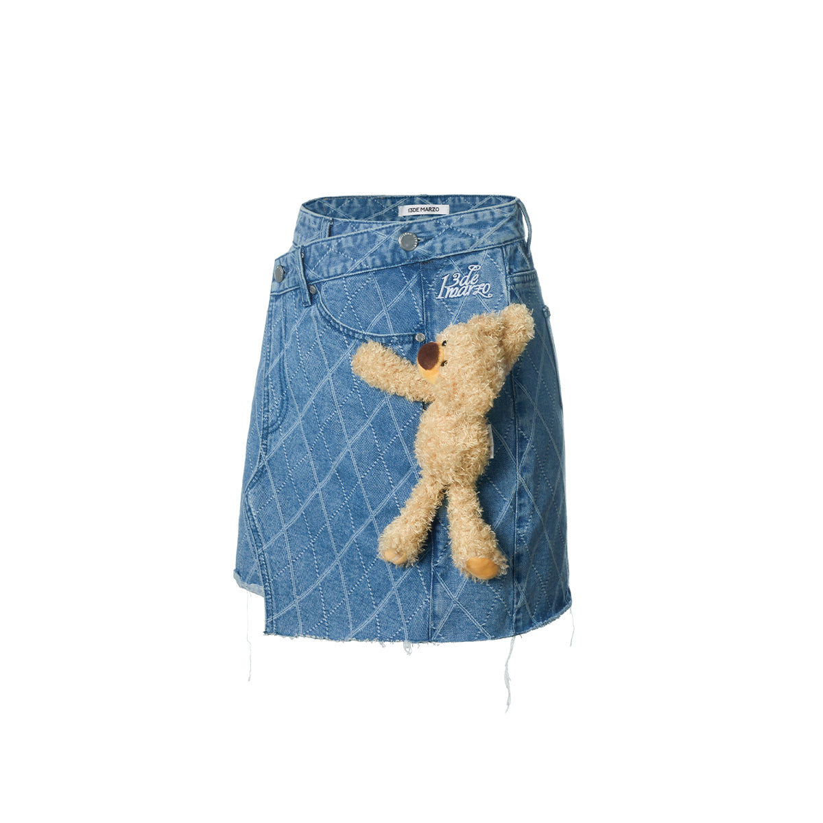 13De Marzo Bear Diamond Check Denim Skirt Blue