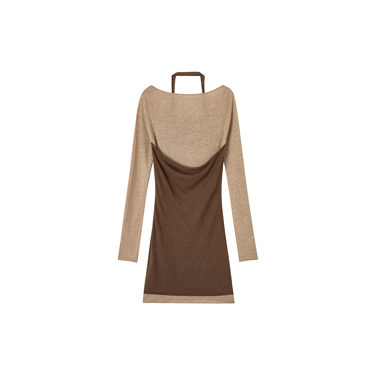 Via Pitti Color Blocked Halterneck Knit Dress Brown