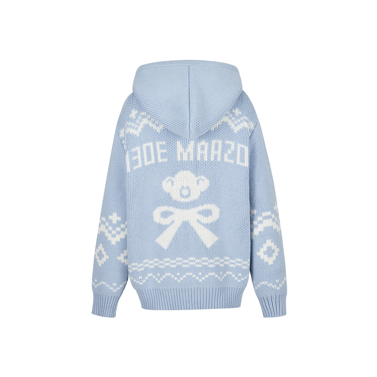 13De Marzo Fair Isle Jacquard Knit Hoodie Blue