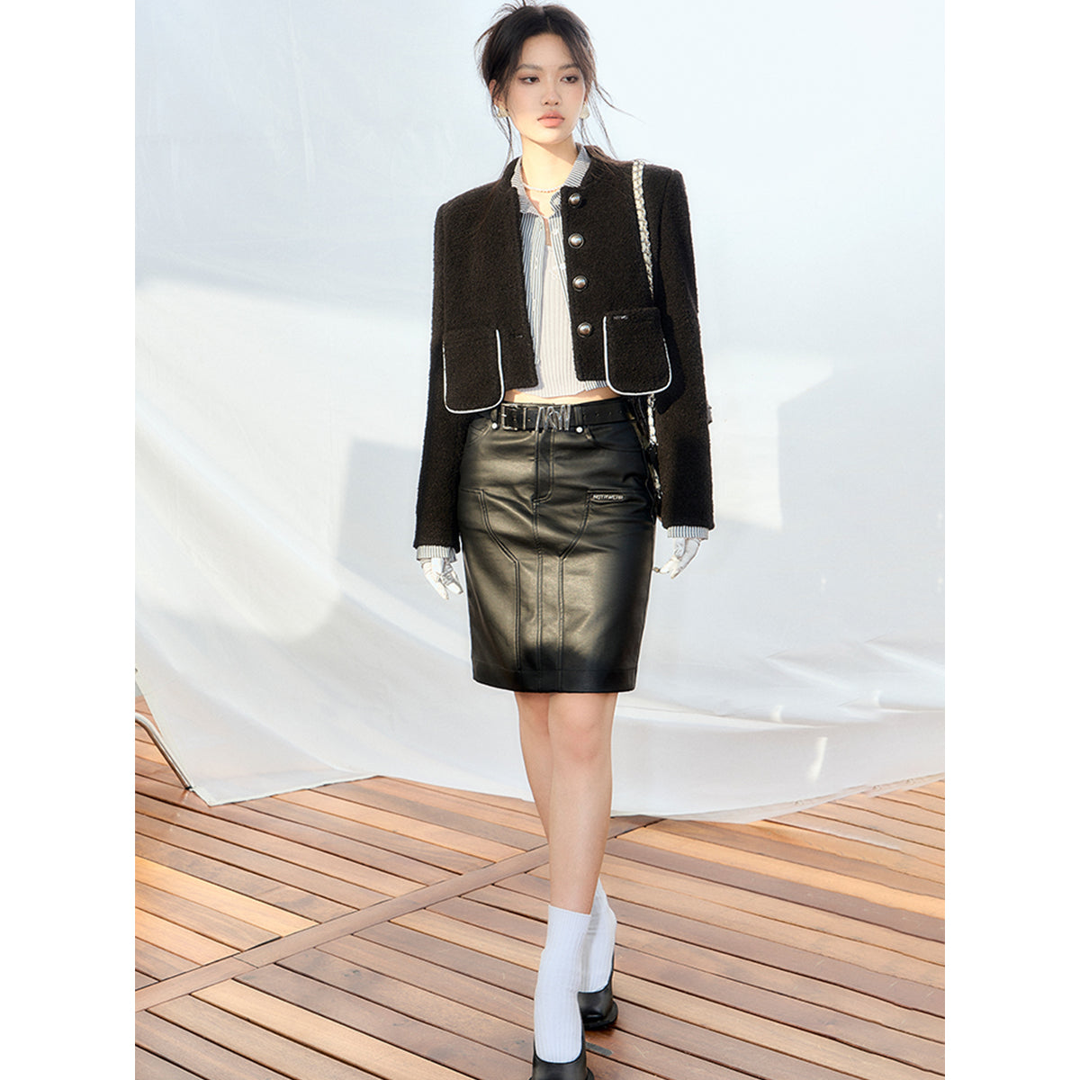 NotAwear Matte Elasticity Leather Skirt Black