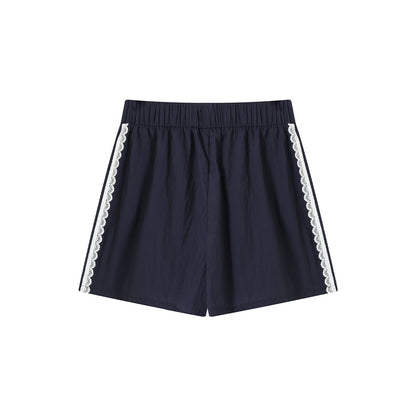 SomeSowe Contrast Color Lace Edge Sports Shorts