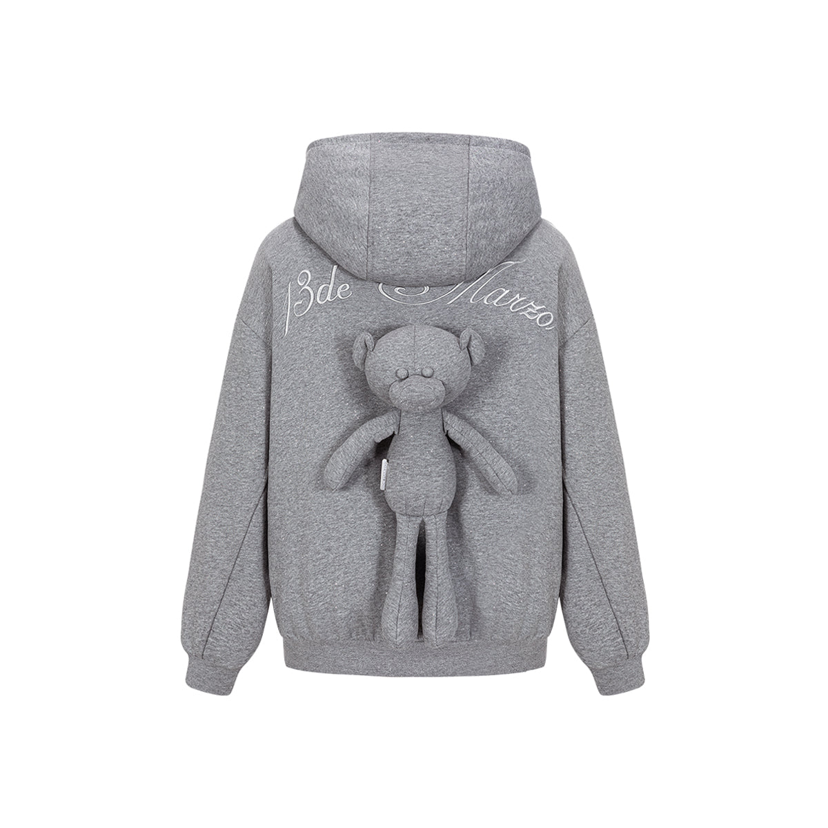 13De Marzo Sparkly Bear Zip Up Casual Hoodie Gray