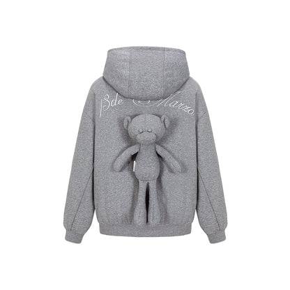 13De Marzo Sparkly Bear Zip Up Casual Hoodie Gray